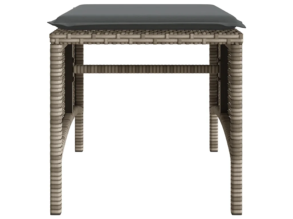 Gartensofa 2-Sitzer mit Tisch und Hockern Grau Poly Rattan