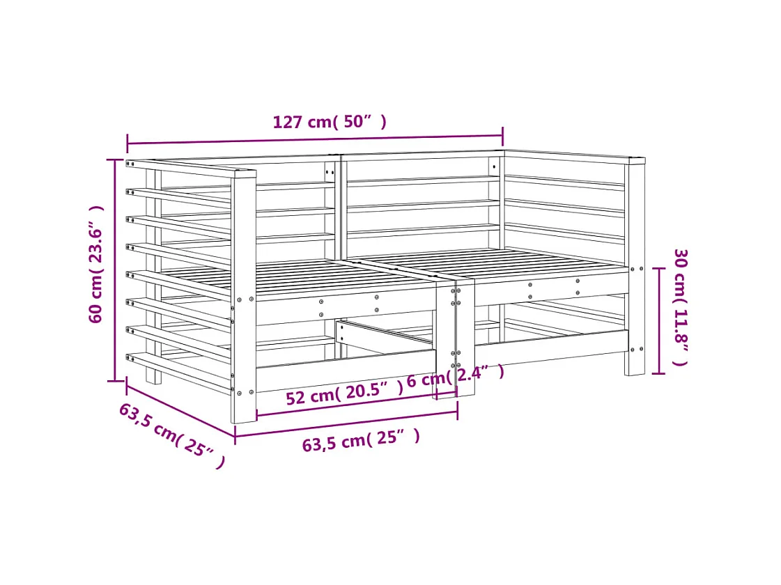 Canapés d'angle de jardin 2 pcs bois de pin imprégné