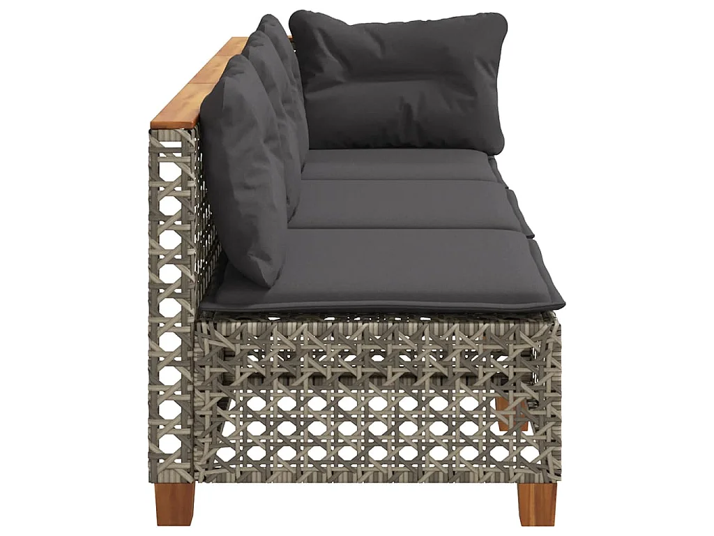 Divano da Giardino con Cuscini 3 Posti Grigio in Polyrattan
