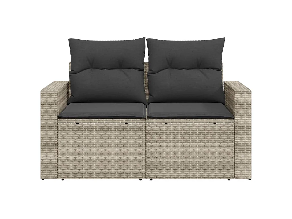 Divano da Giardino con Cuscini 2 Posti Grigio Chiaro Polyrattan