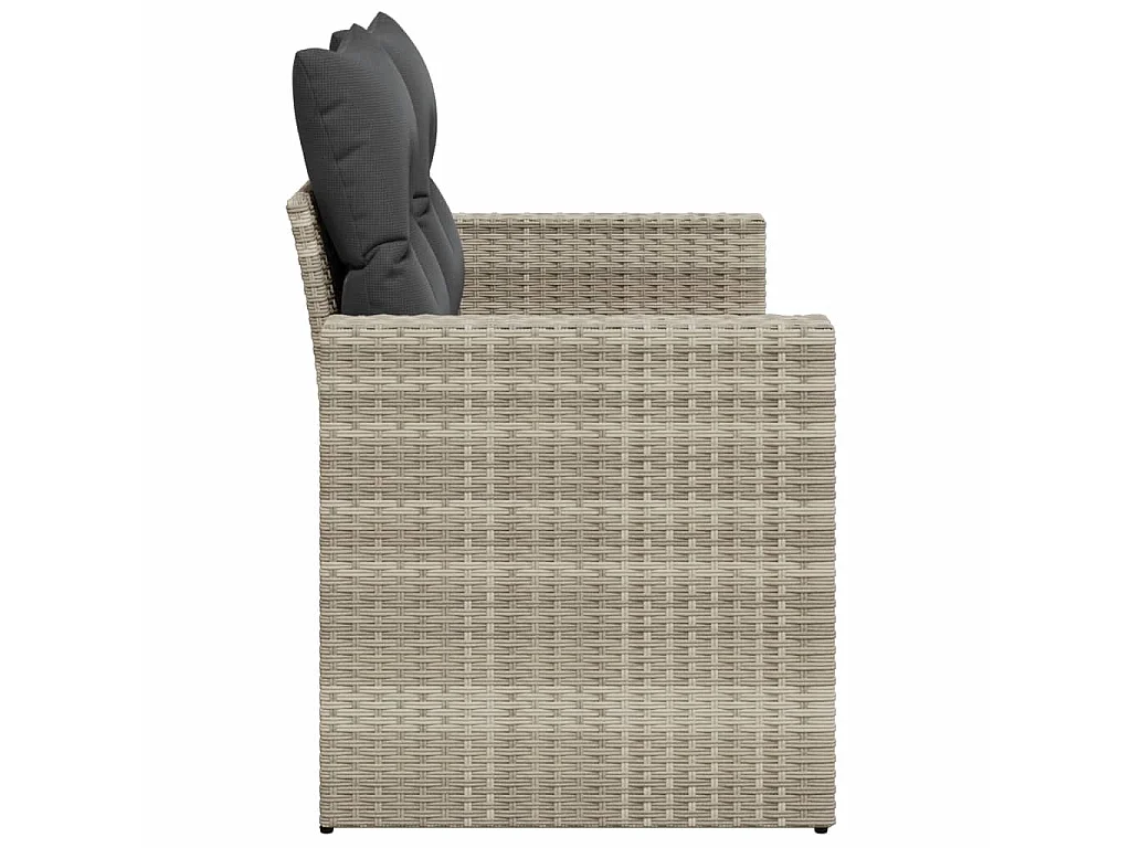 Divano da Giardino con Cuscini 2 Posti Grigio Chiaro Polyrattan