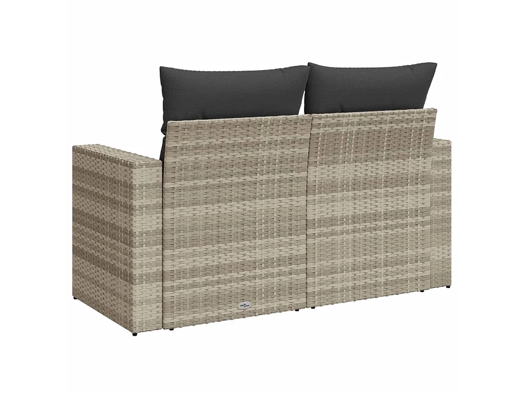 Divano da Giardino con Cuscini 2 Posti Grigio Chiaro Polyrattan