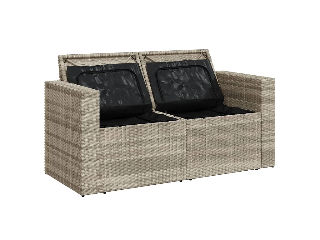 Divano da Giardino con Cuscini 2 Posti Grigio Chiaro Polyrattan