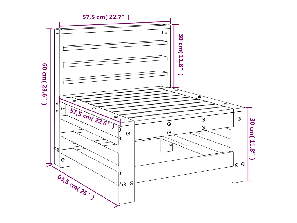Garten-Mittelsofa Honigbraun Massivholz Kiefer