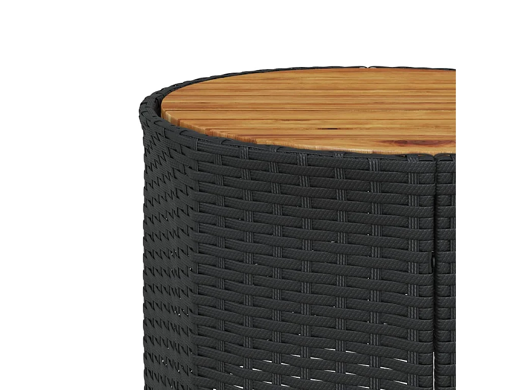 Tuinbank met tafel en kussens halfrond poly rattan zwart