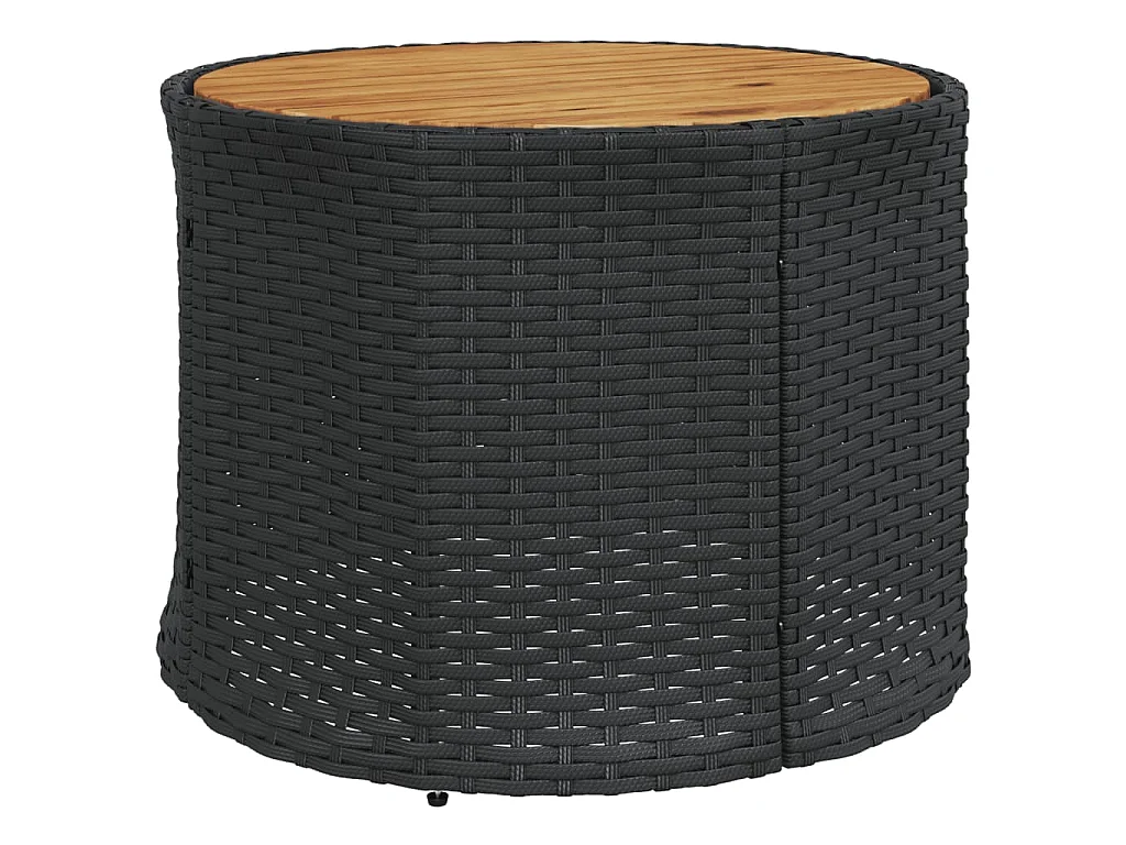 Divano Giardino Tavolo e Cuscini Semicircolare Nero Polyrattan