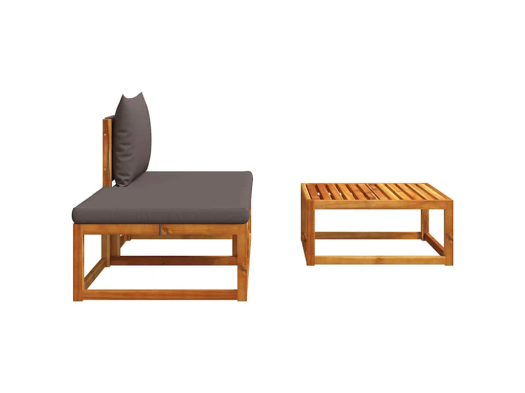 Conjunto de sofás de jardim  de 3 peças com almofadas de madeira de acácia e corda