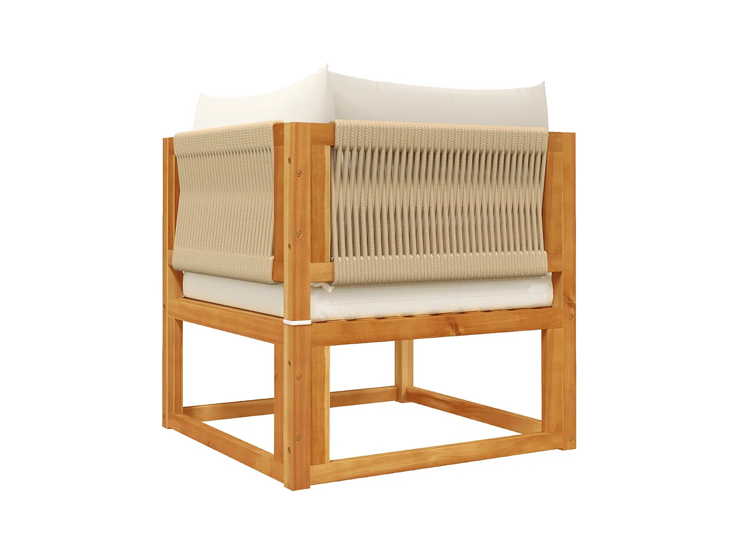 Ensemble de canapés de jardin 7 pièces avec coussins, bois d'acacia et corde,