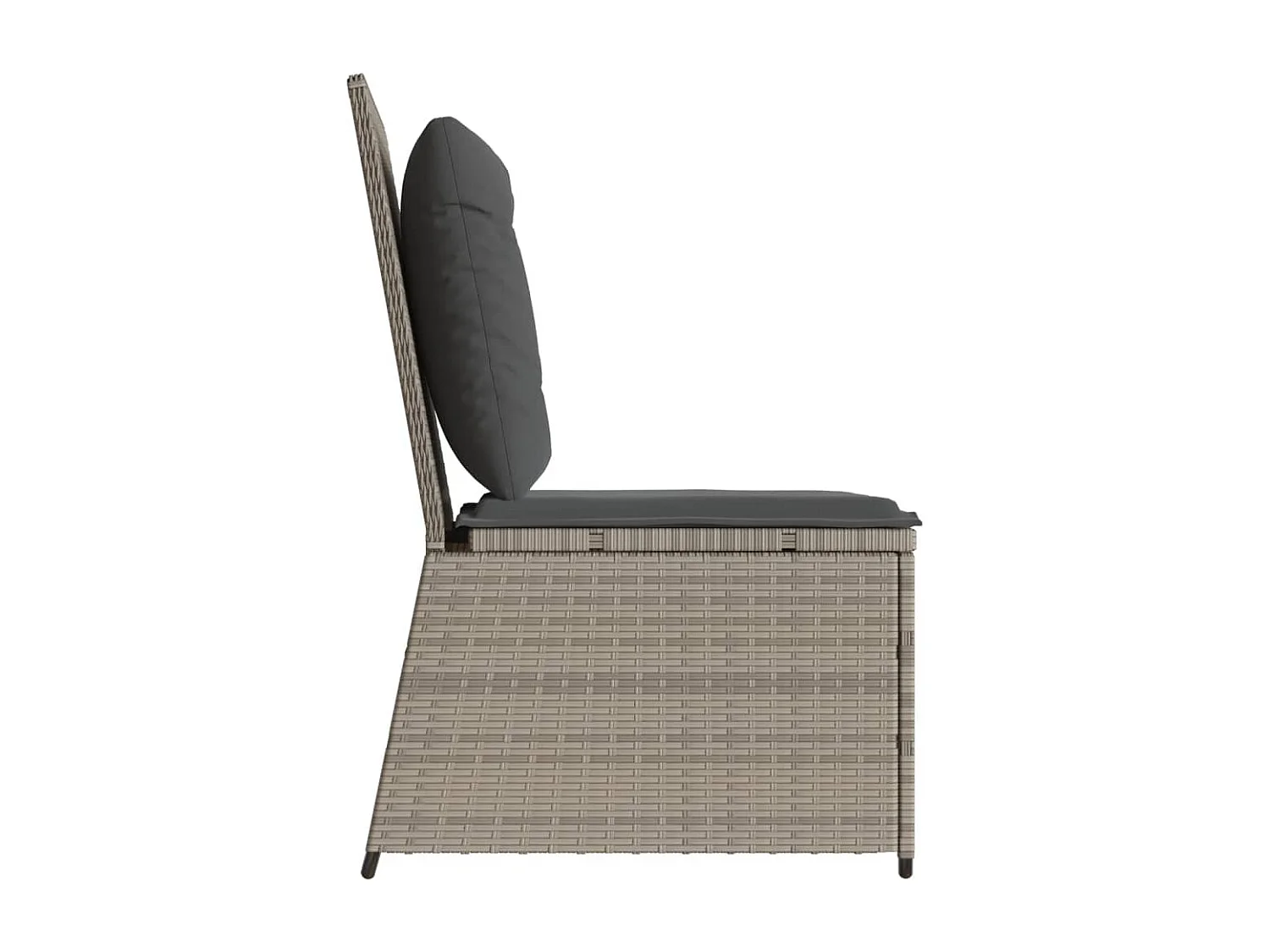 Canapé inclinable de jardin coussins gris clair résine tressée