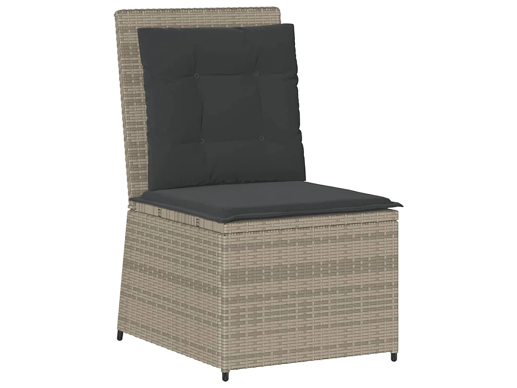 Canapé inclinable de jardin coussins gris clair résine tressée