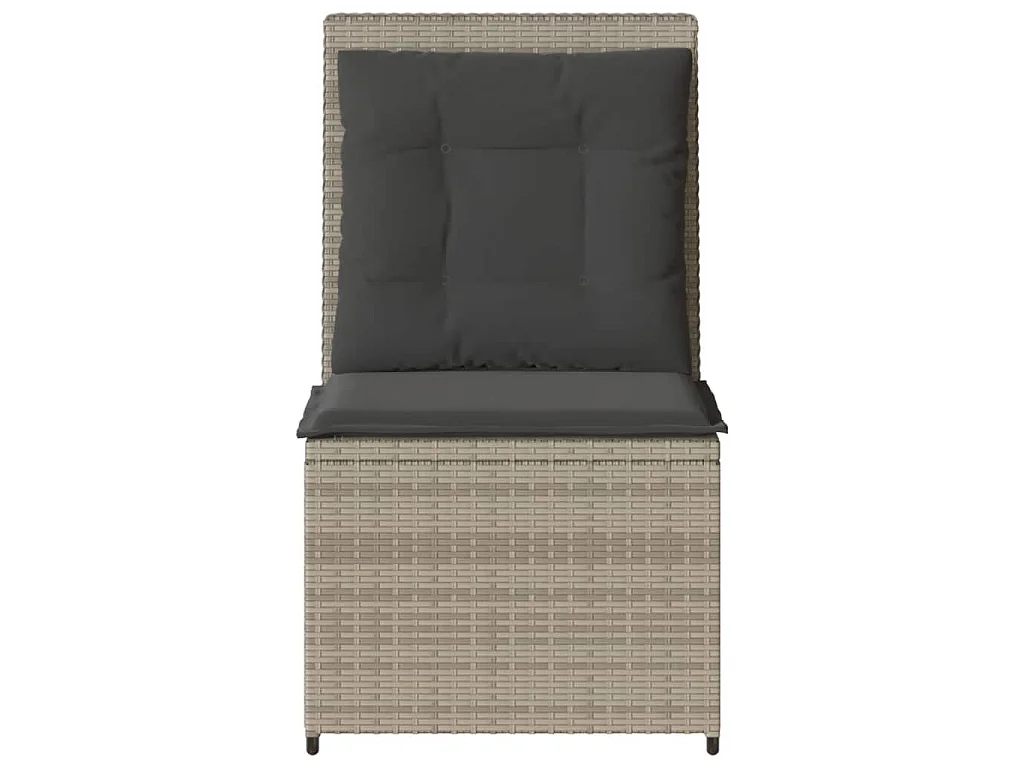 Canapé inclinable de jardin coussins gris clair résine tressée