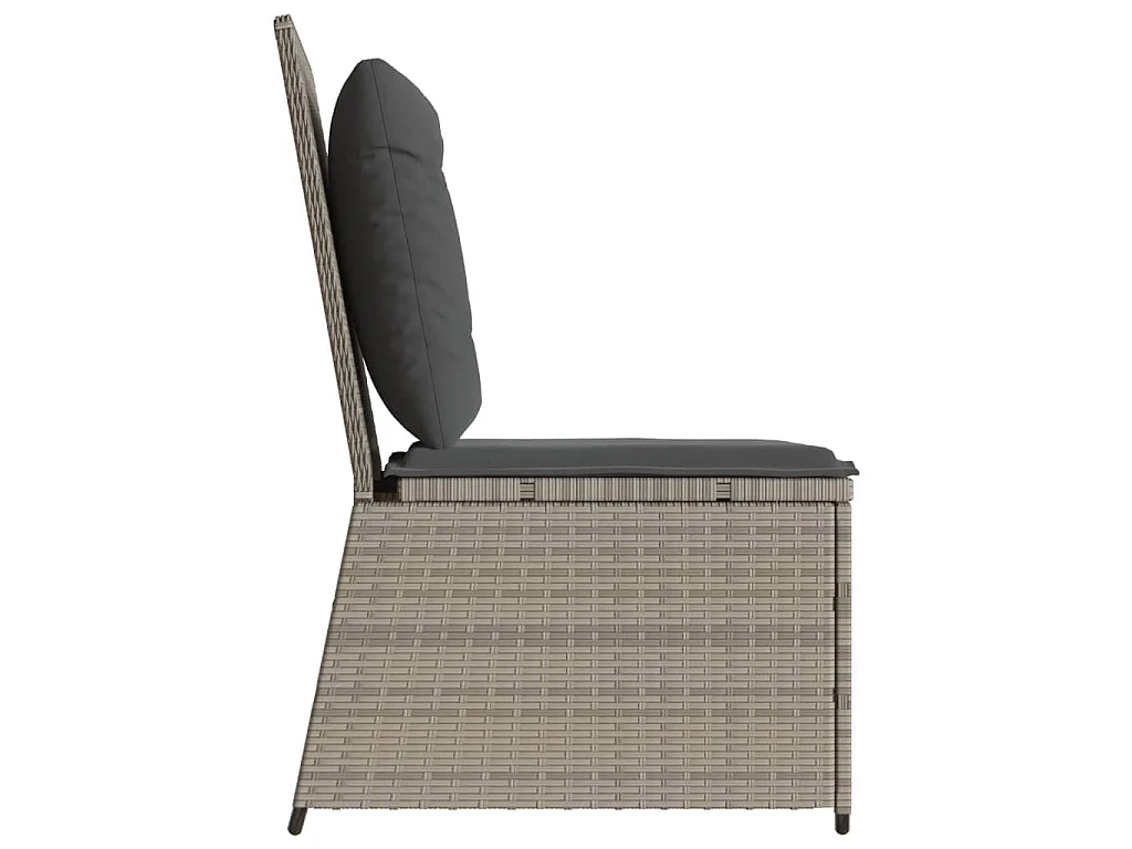 Canapé inclinable de jardin coussins gris clair résine tressée