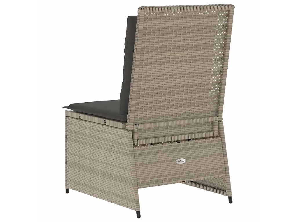 Canapé inclinable de jardin coussins gris clair résine tressée