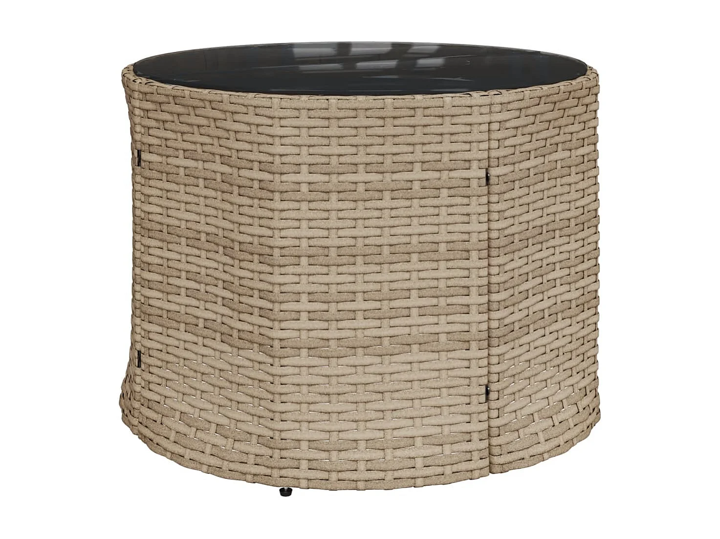 Divano Giardino con Tavolo e Cuscini Circolare Beige Polyrattan