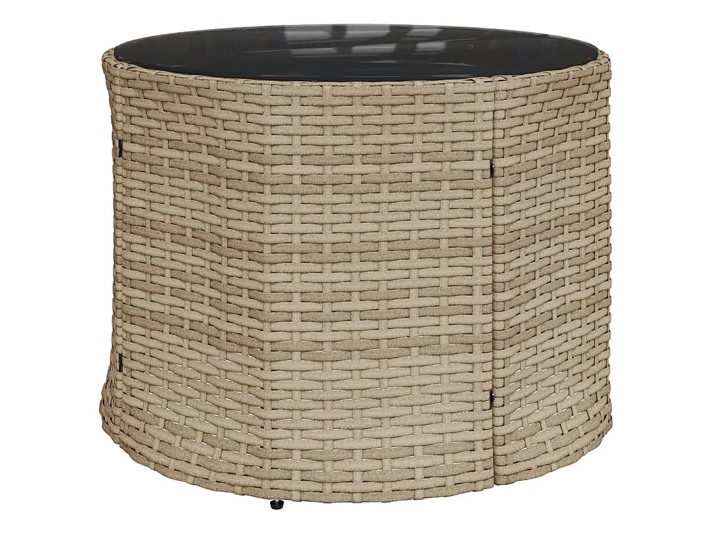Sofá de jardín redondo con mesa y cojines ratán PE beige