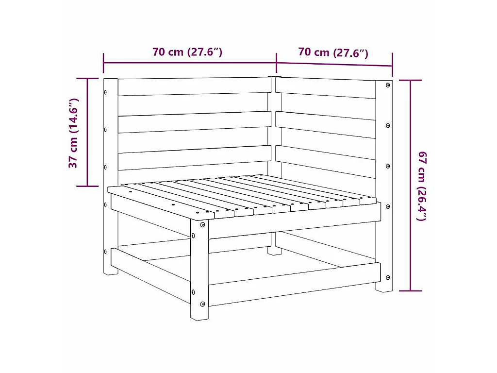 Canapé d'angle de jardin 70x70x67 cm bois massif douglas