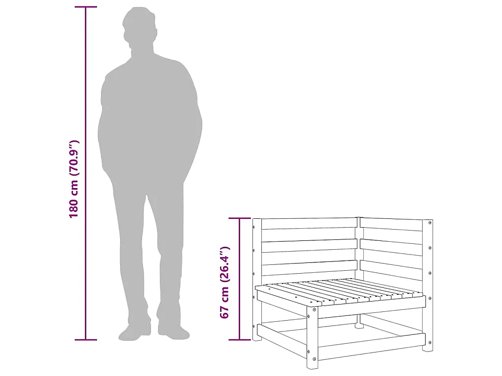 Canapé d'angle de jardin 70x70x67 cm bois massif douglas