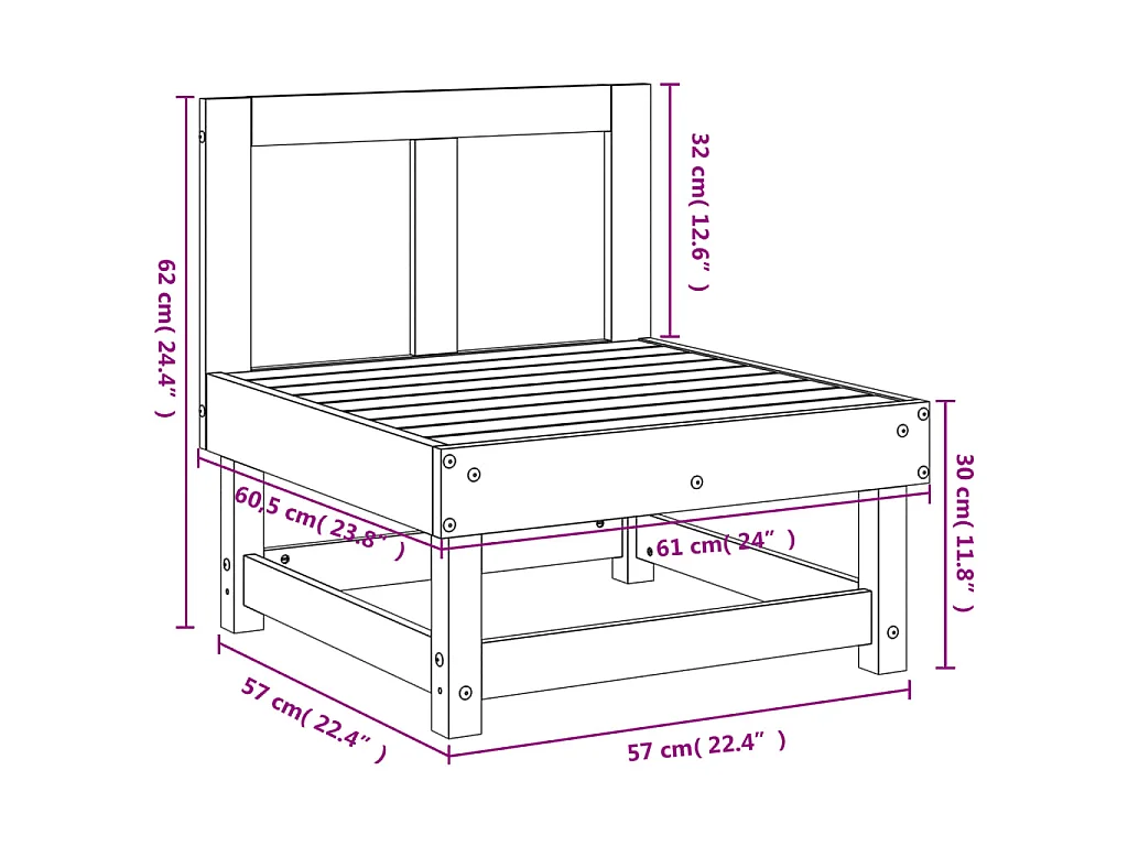 Tuinmiddenbank massief grenenhout