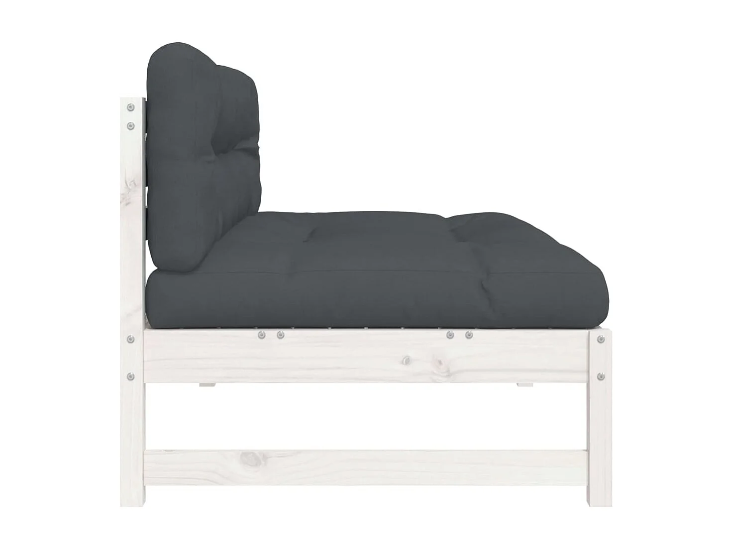 Canapé central 120x80 cm blanc bois de pin massif