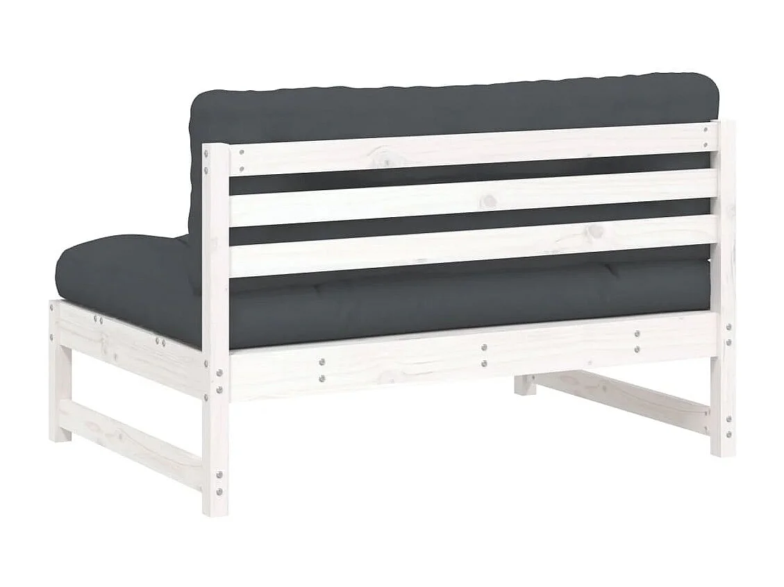 Canapé central 120x80 cm blanc bois de pin massif