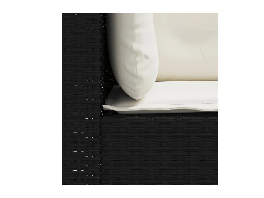 Canapés d'angle de jardin et coussins 2 pcs noir résine tressée