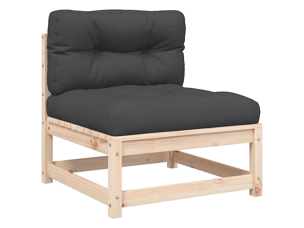 Sofás sem braços p/ jardim com almofadões 2 pcs pinho maciço