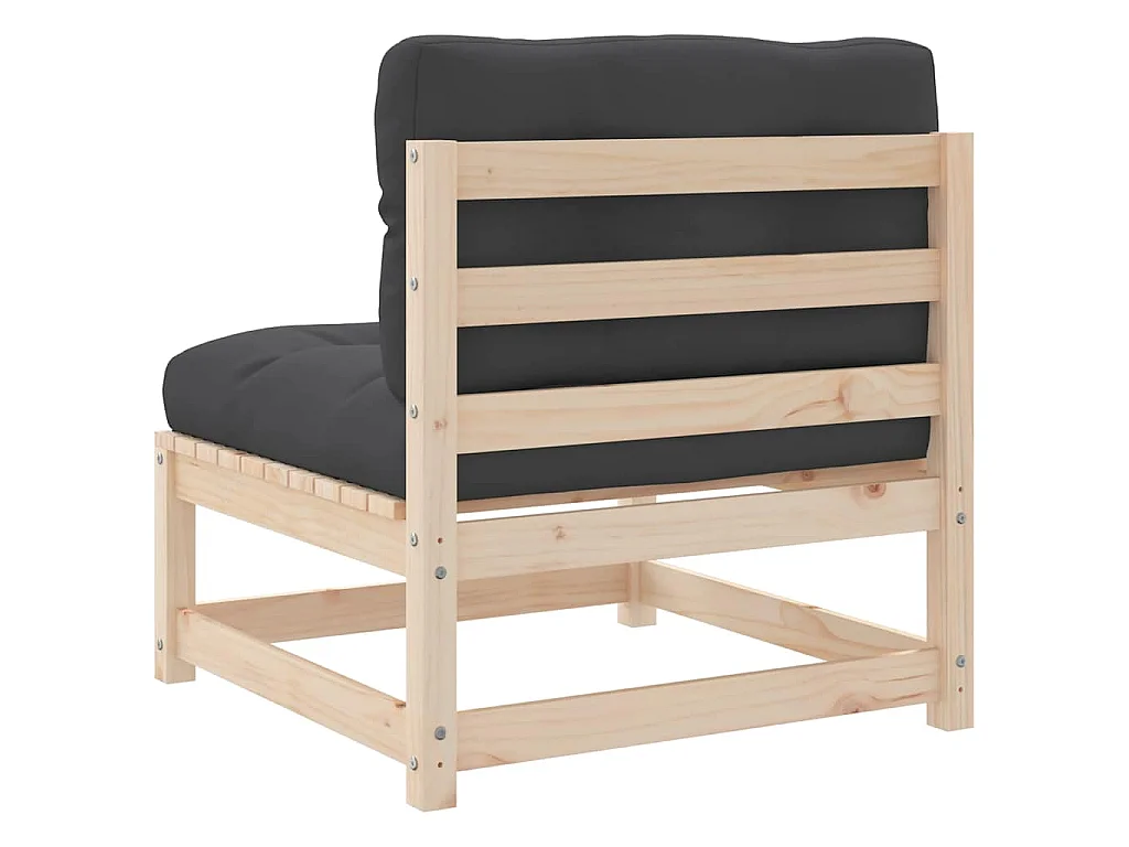 Sofás sem braços p/ jardim com almofadões 2 pcs pinho maciço