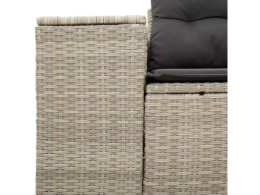 Tuinbank 2-zits met kussens poly rattan lichtgrijs