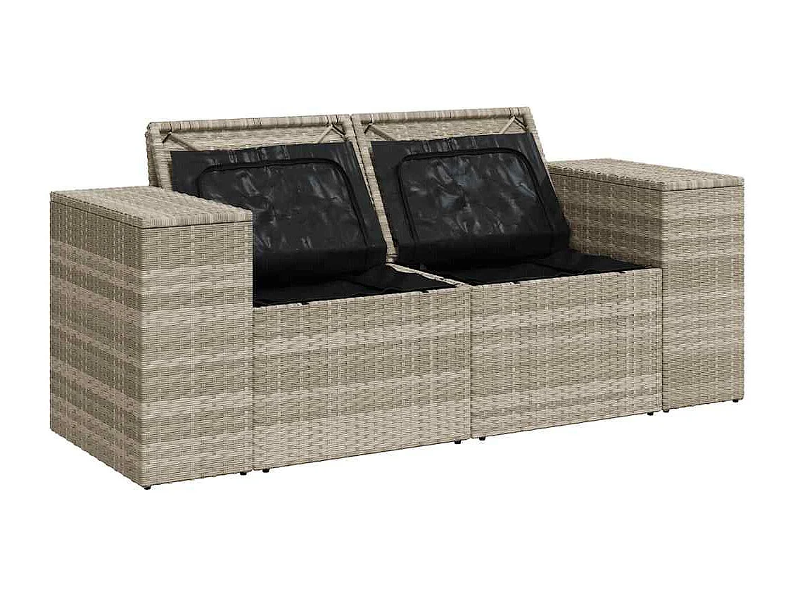 Tuinbank 2-zits met kussens poly rattan lichtgrijs