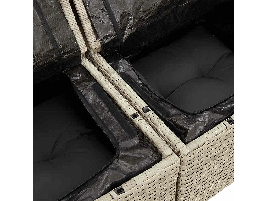 Tuinbank 2-zits met kussens poly rattan lichtgrijs