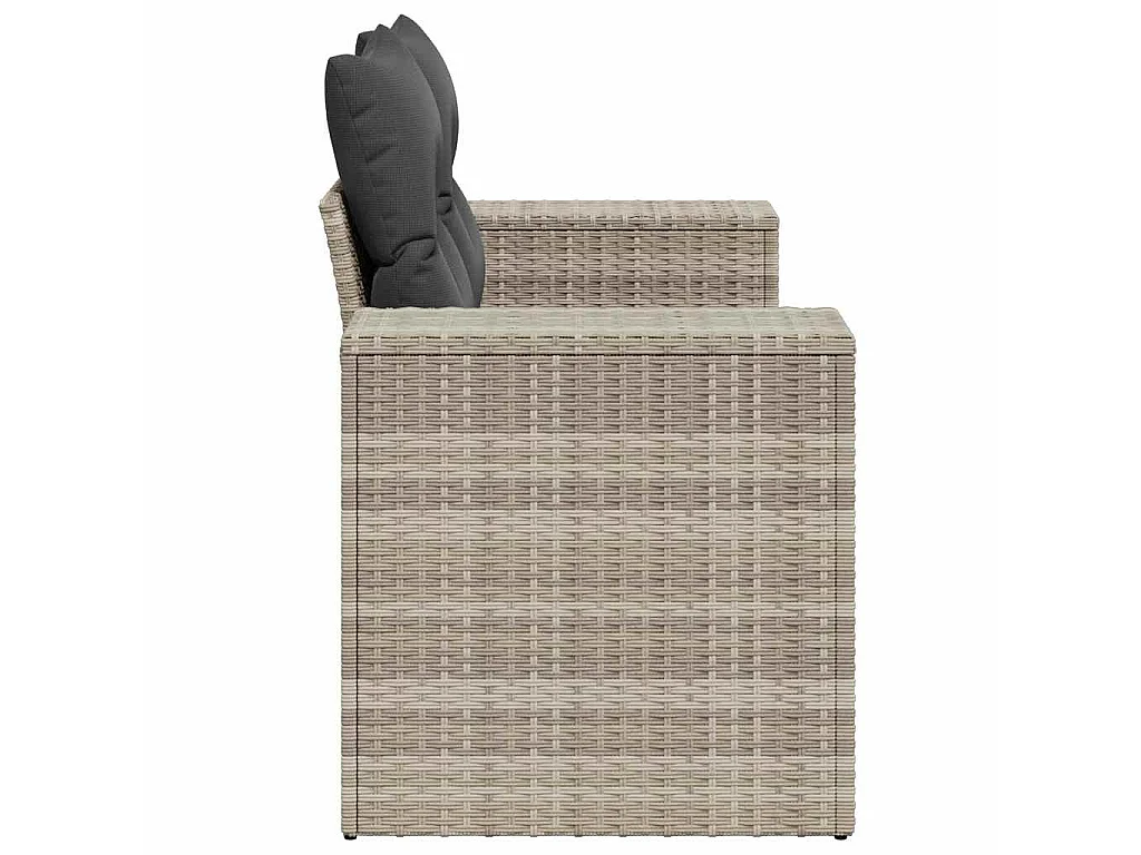 Gartensofa mit Kissen 2-Sitzer Hellgrau Poly Rattan