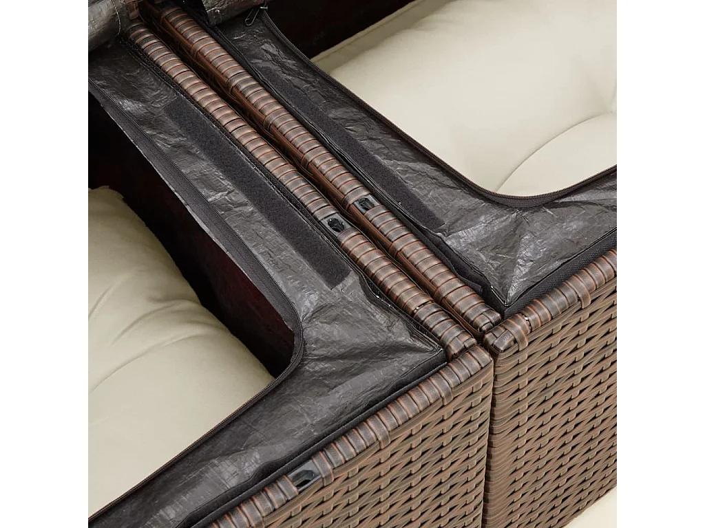 Tuinbank 2-zits met kussens poly rattan bruin