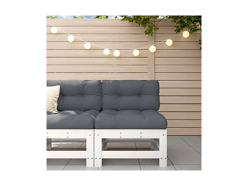 Canapé central de jardin blanc bois de pin massif