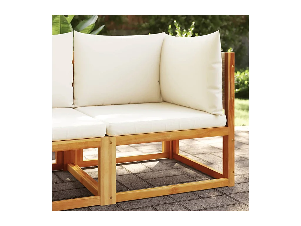 Canapé d'angle de jardin avec coussins en bois d'acacia et rotin