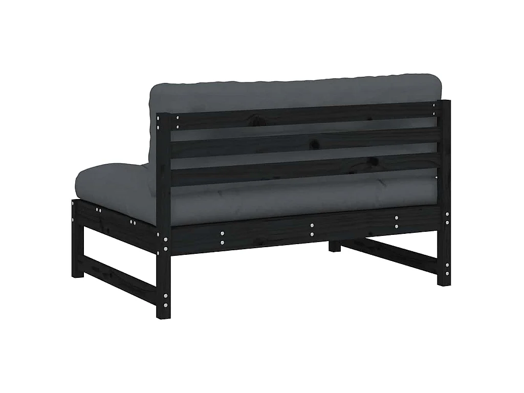 Canapé central 120x80 cm noir bois de pin massif