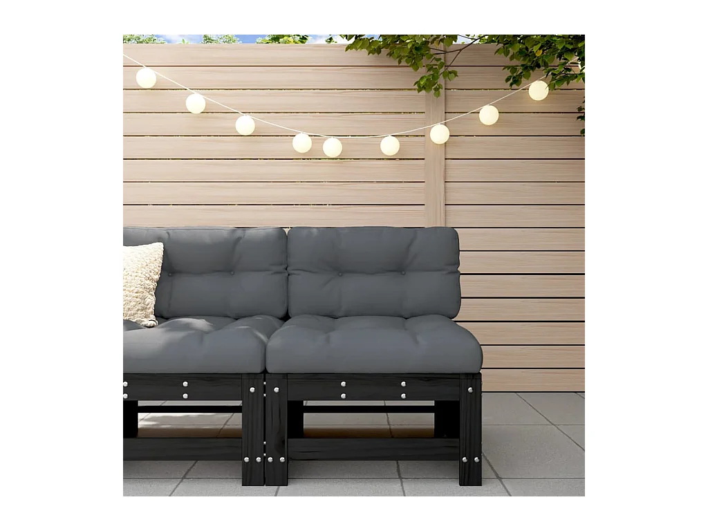 Garten-Mittelsofa Schwarz Massivholz Kiefer