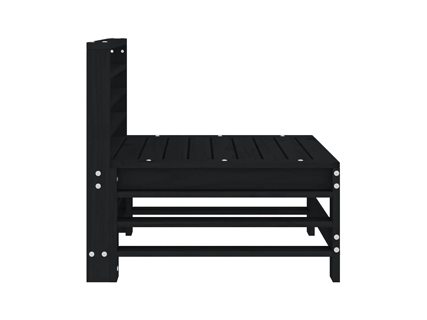 Garten-Mittelsofa Schwarz Massivholz Kiefer