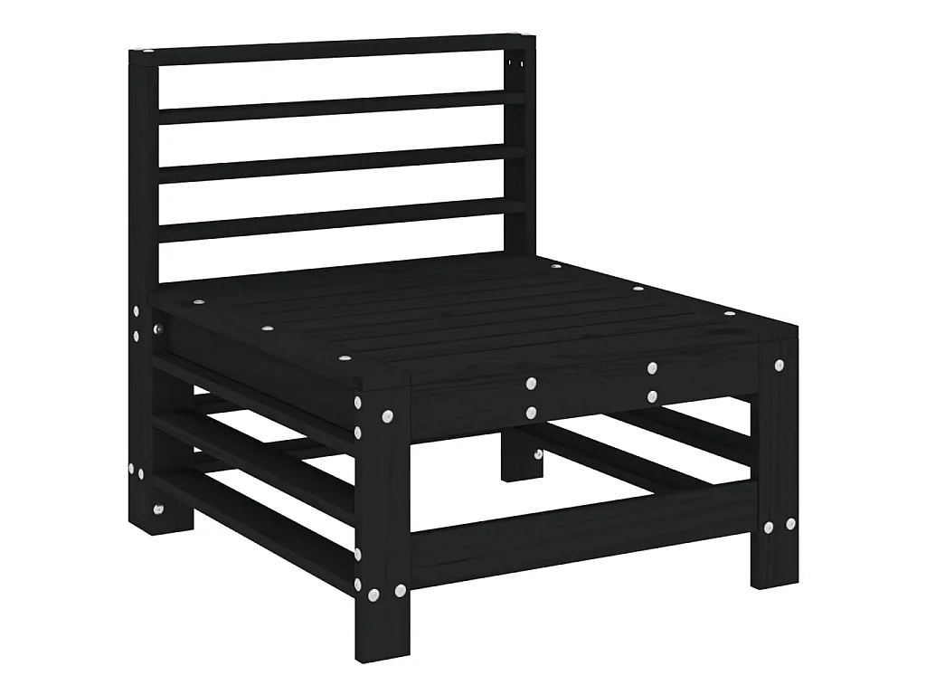 Canapé central de jardin noir bois de pin massif