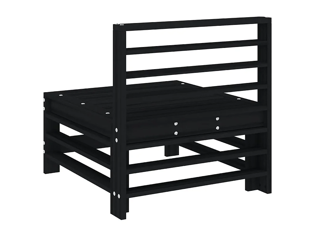 Canapé central de jardin noir bois de pin massif