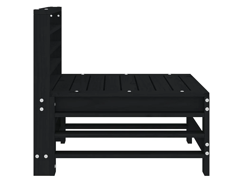 Canapé central de jardin noir bois de pin massif