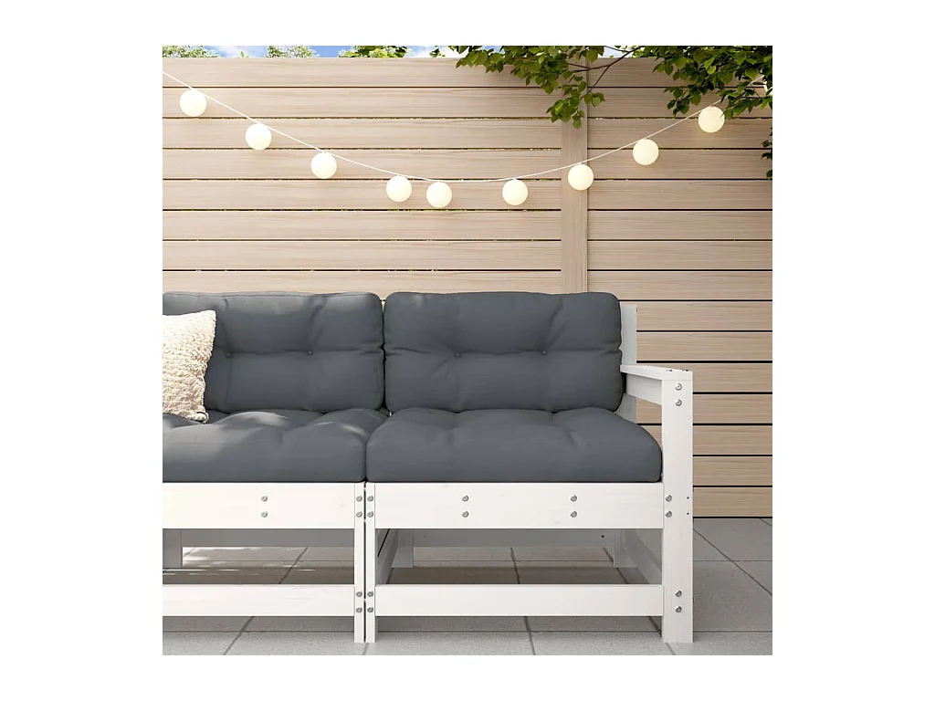 Canapé d'angle de jardin blanc bois de pin massif