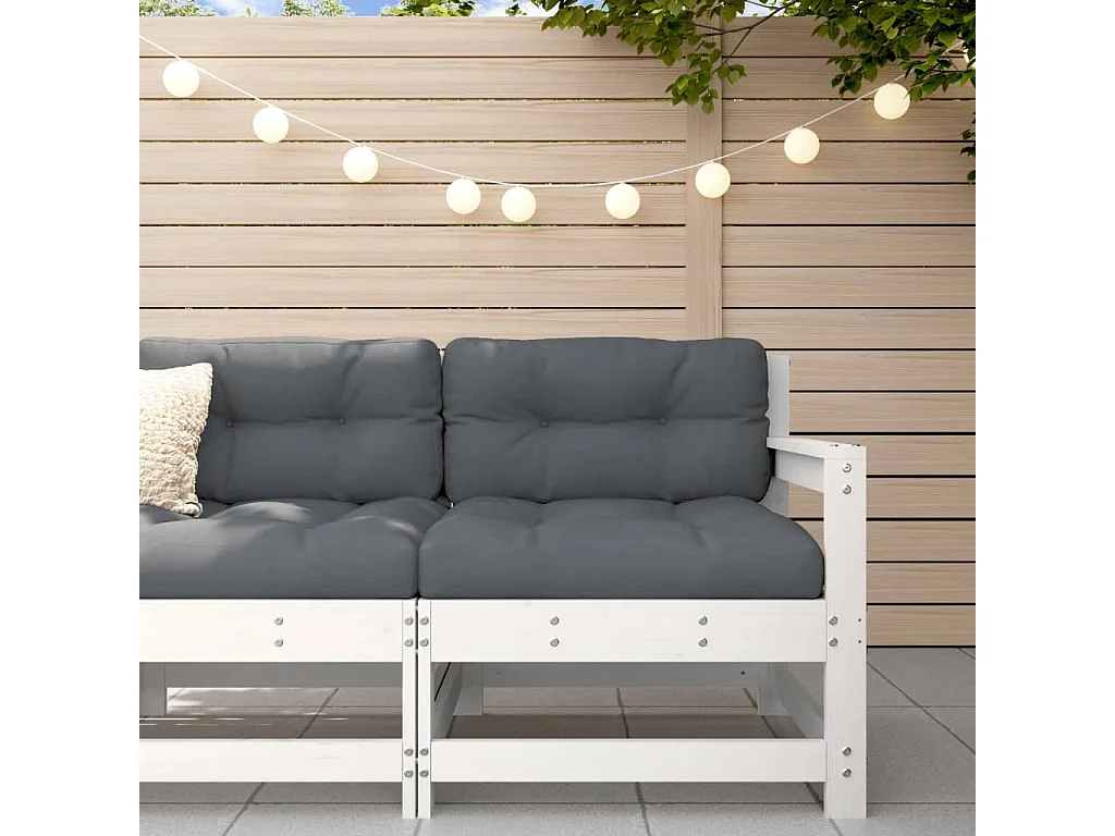 Canapé d'angle de jardin blanc bois de pin massif
