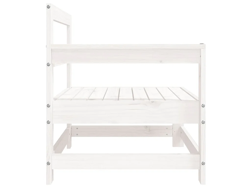 Canapé d'angle de jardin blanc bois de pin massif