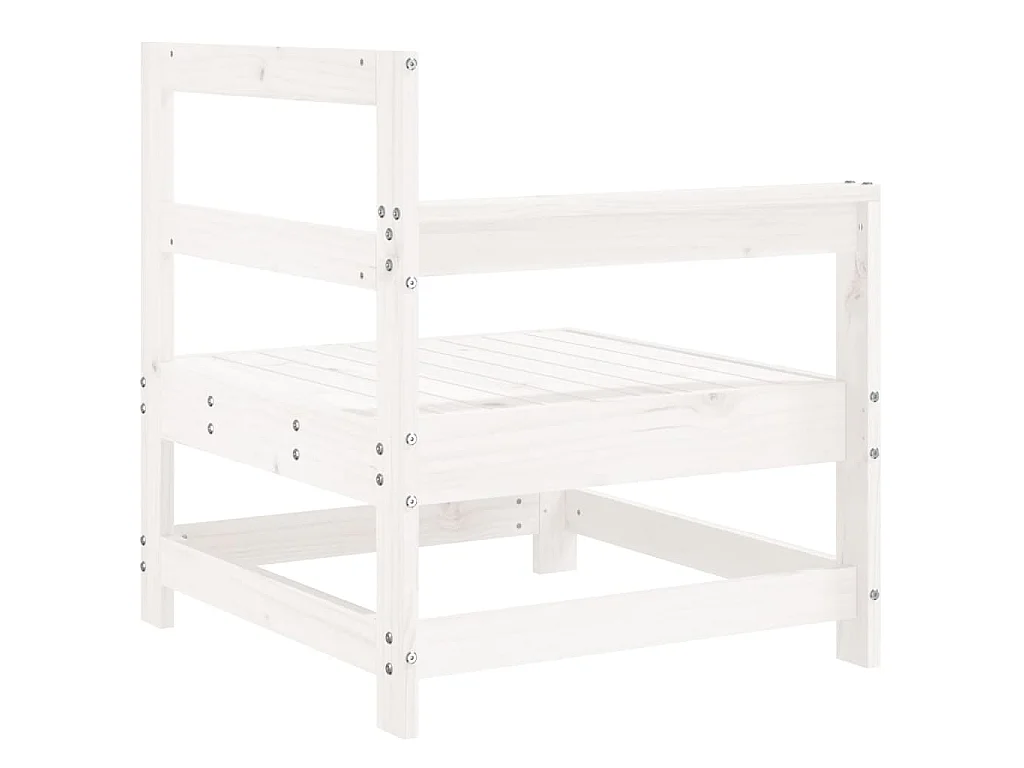 Canapé d'angle de jardin blanc bois de pin massif