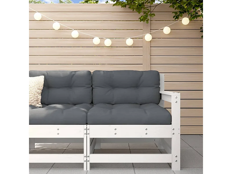 Canapé d'angle de jardin blanc bois de pin massif