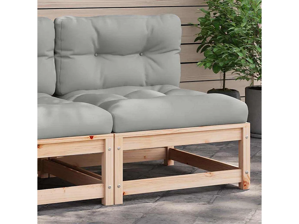 Gartensofa ohne Armlehnen mit Kissen Massivholz Kiefer