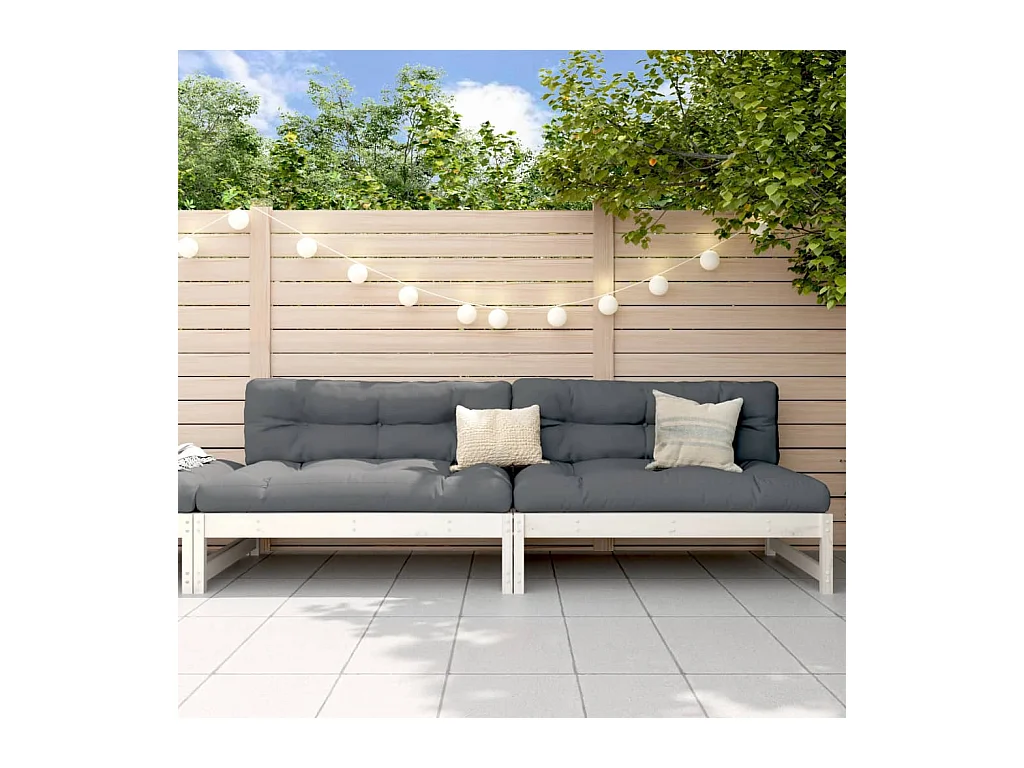 Garten-Mittelsofas 2 Stk. Weiß 120x80 cm Massivholz Kiefer