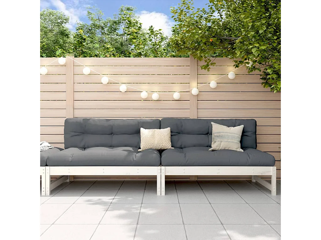 Garten-Mittelsofas 2 Stk. Weiß 120x80 cm Massivholz Kiefer