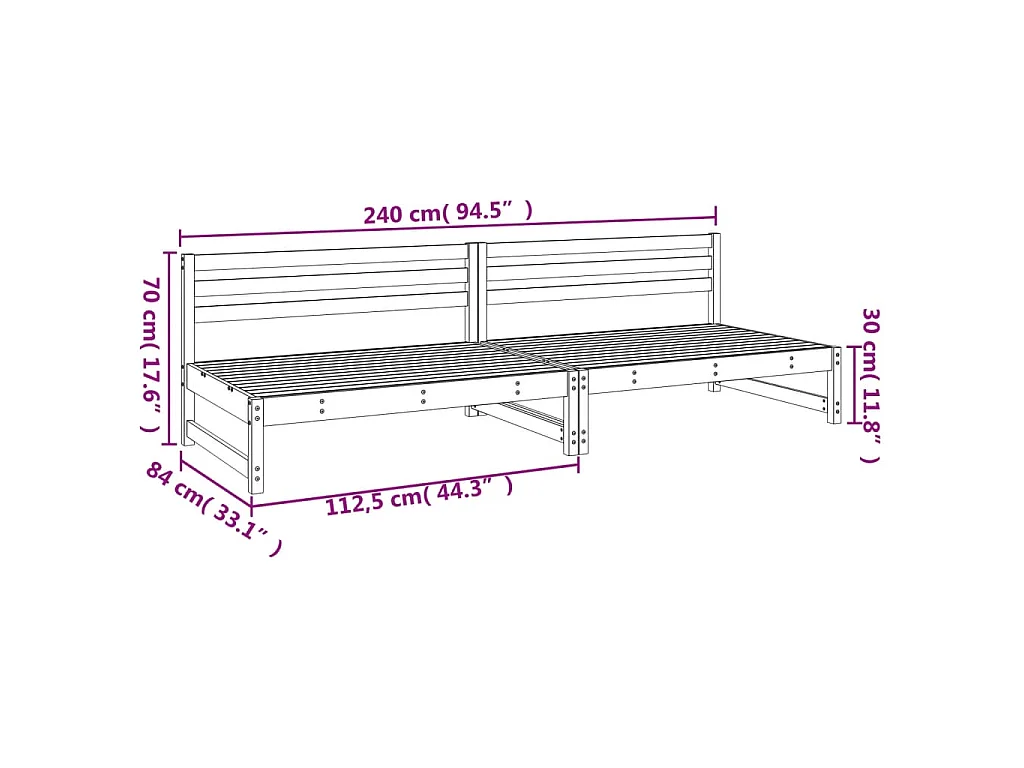 Tuinmiddenbanken 2 st 120x80 cm massief grenenhout wit