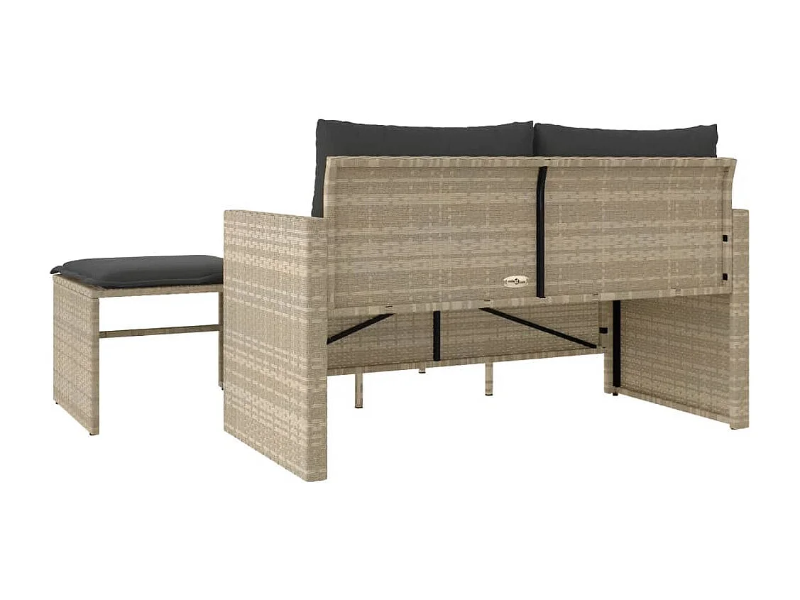 Salon de jardin avec coussins 3 pcs gris clair résine tressée